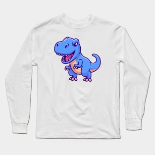 Cute Blue Tyrannosaurus Long Sleeve T-Shirt